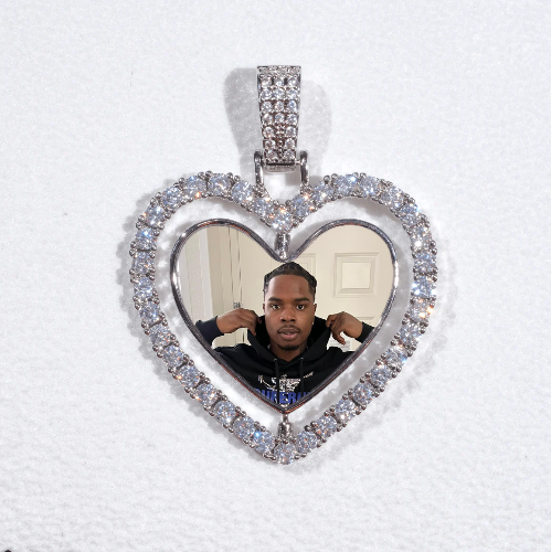 3D Spinning 2-Faced Heart Custom Picture Pendant