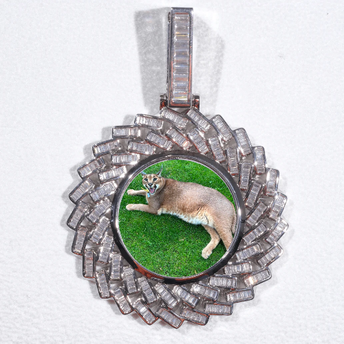 Large 3D Baguette Custom Picture Pendant