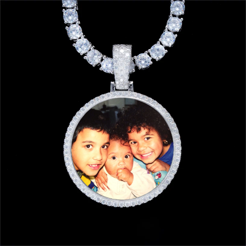 925S & VVS Moissanite 3D Circle Custom Picture Pendant