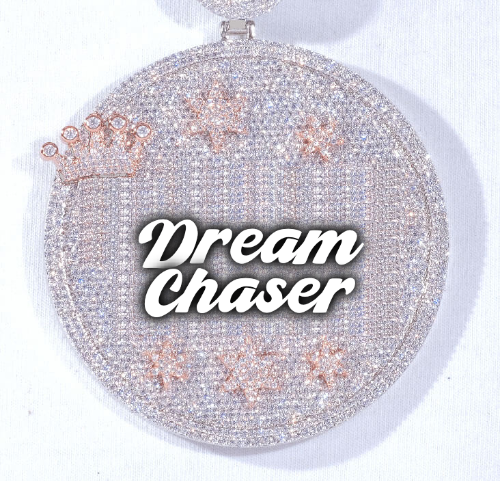 CUSTOM LETTER NECKLACE 3D BIG CROWN DISC