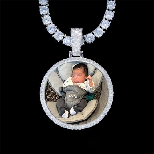925S & VVS Moissanite 3D Circle Custom Picture Pendant