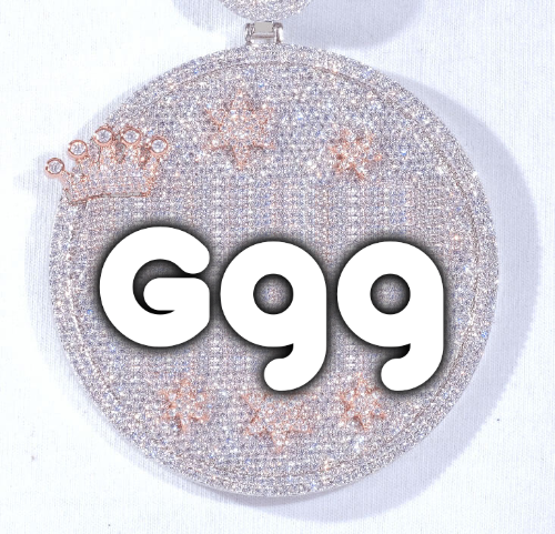 CUSTOM LETTER NECKLACE 3D BIG CROWN DISC