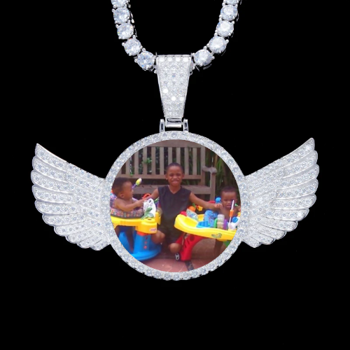 925S & VVS Moissanite 3D Wing Custom Picture Pendant