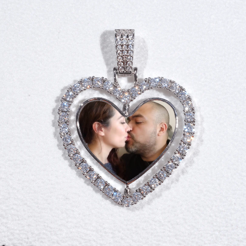 3D Spinning 2-Faced Heart Custom Picture Pendant