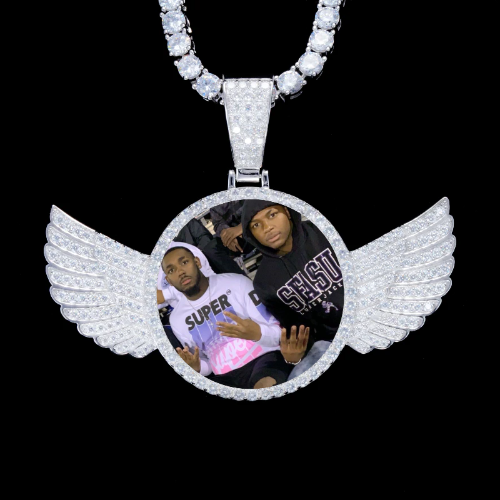 925S & VVS Moissanite 3D Wing Custom Picture Pendant