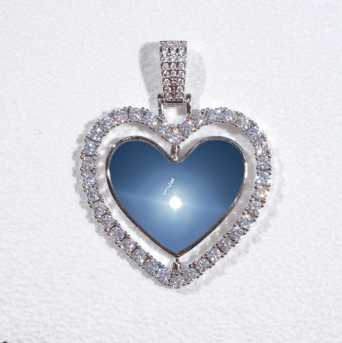 3D Spinning 2-Faced Heart Custom Picture Pendant