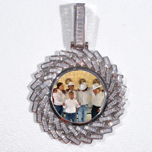 Large 3D Baguette Custom Picture Pendant