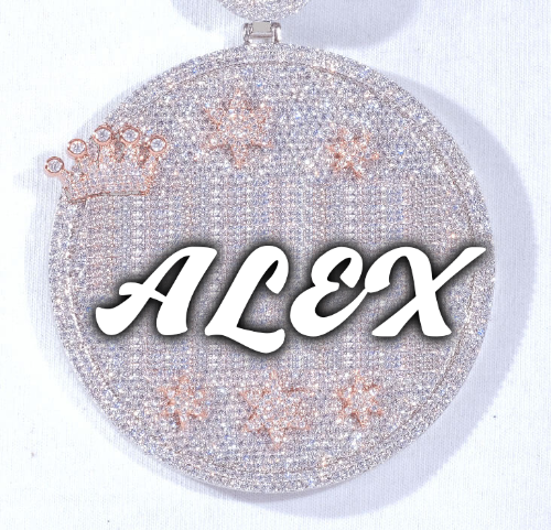 CUSTOM LETTER NECKLACE 3D BIG CROWN DISC
