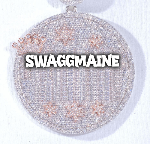 CUSTOM LETTER NECKLACE 3D BIG CROWN DISC