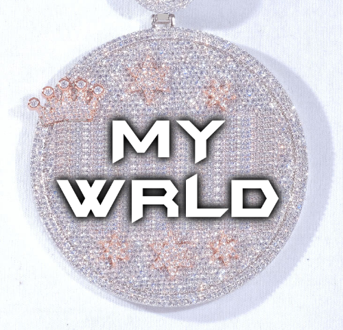 CUSTOM LETTER NECKLACE 3D BIG CROWN DISC