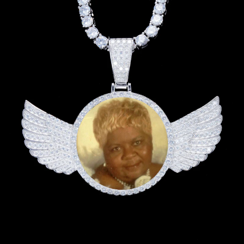 925S & VVS Moissanite 3D Wing Custom Picture Pendant