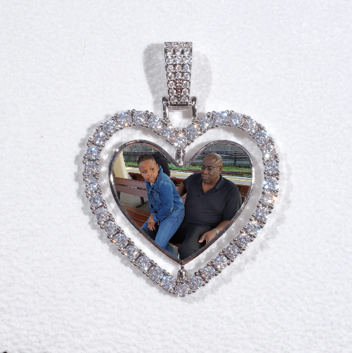 3D Spinning 2-Faced Heart Custom Picture Pendant