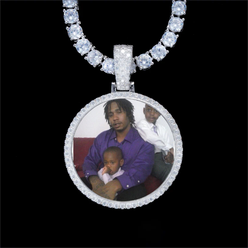 925S & VVS Moissanite 3D Circle Custom Picture Pendant