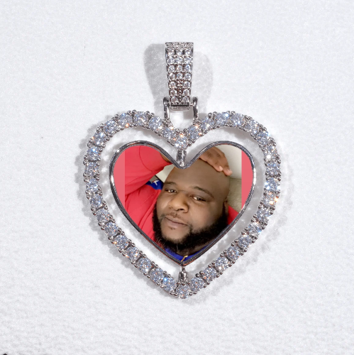 3D Spinning 2-Faced Heart Custom Picture Pendant