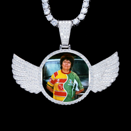 925S & VVS Moissanite 3D Wing Custom Picture Pendant