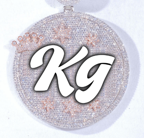 CUSTOM LETTER NECKLACE 3D BIG CROWN DISC
