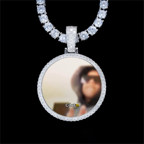 925S & VVS Moissanite 3D Circle Custom Picture Pendant