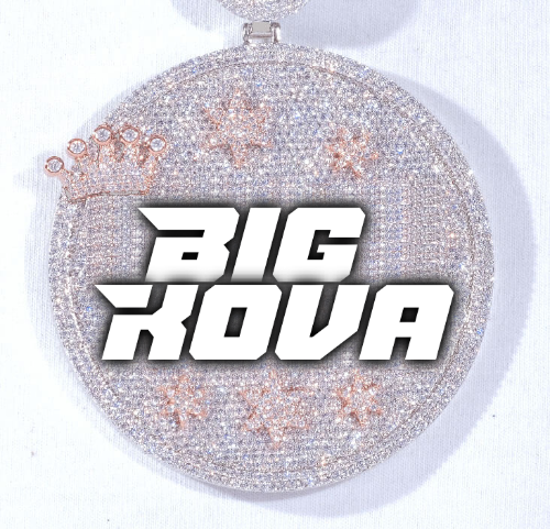 CUSTOM LETTER NECKLACE 3D BIG CROWN DISC