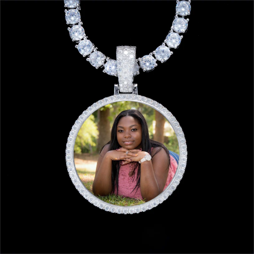 925S & VVS Moissanite 3D Circle Custom Picture Pendant
