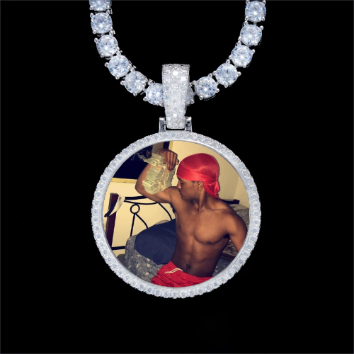925S & VVS Moissanite 3D Circle Custom Picture Pendant