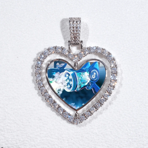 3D Spinning 2-Faced Heart Custom Picture Pendant