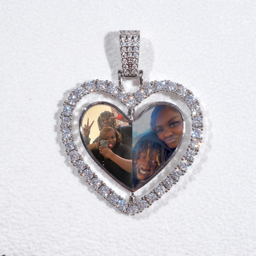 3D Spinning 2-Faced Heart Custom Picture Pendant