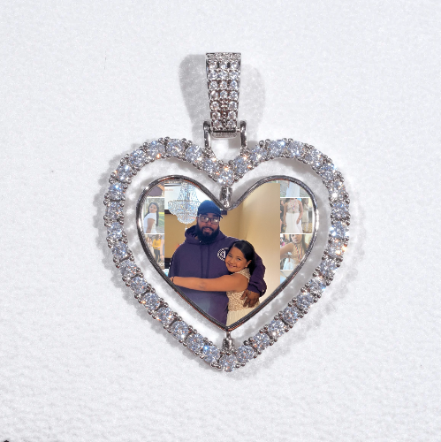 3D Spinning 2-Faced Heart Custom Picture Pendant