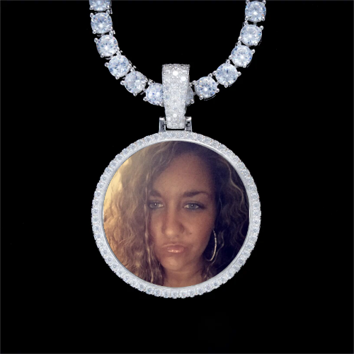 925S & VVS Moissanite 3D Circle Custom Picture Pendant