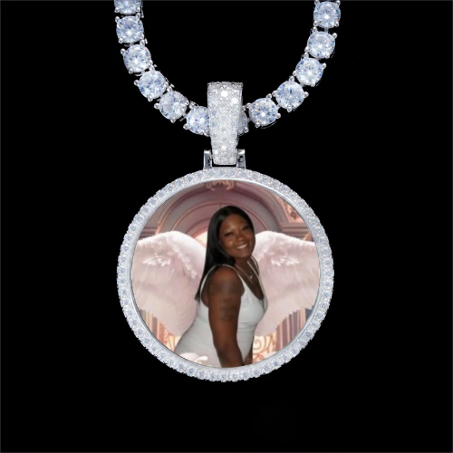 925S & VVS Moissanite 3D Circle Custom Picture Pendant