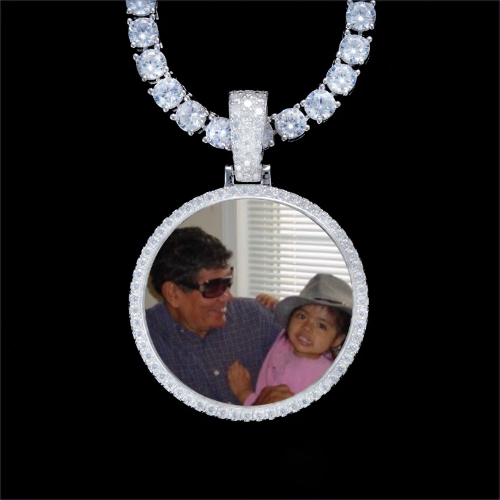 925S & VVS Moissanite 3D Circle Custom Picture Pendant