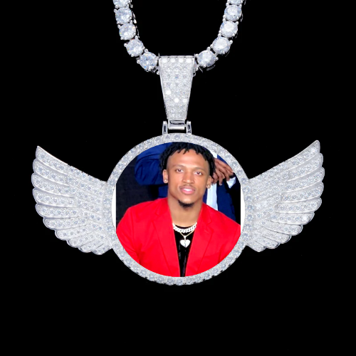 925S & VVS Moissanite 3D Wing Custom Picture Pendant