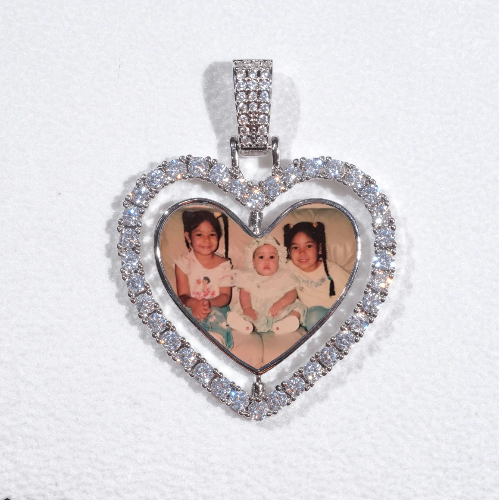 3D Spinning 2-Faced Heart Custom Picture Pendant