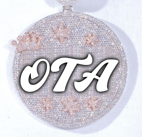 CUSTOM LETTER NECKLACE 3D BIG CROWN DISC