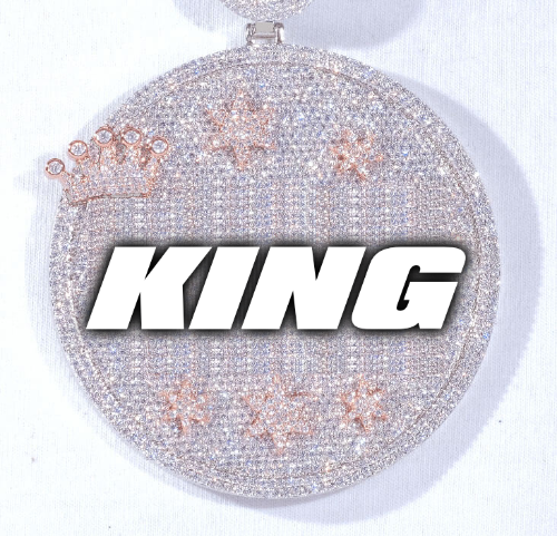 CUSTOM LETTER NECKLACE 3D BIG CROWN DISC