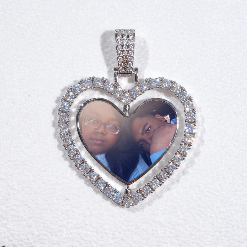 3D Spinning 2-Faced Heart Custom Picture Pendant