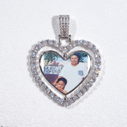 3D Spinning 2-Faced Heart Custom Picture Pendant