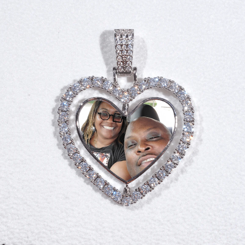 3D Spinning 2-Faced Heart Custom Picture Pendant