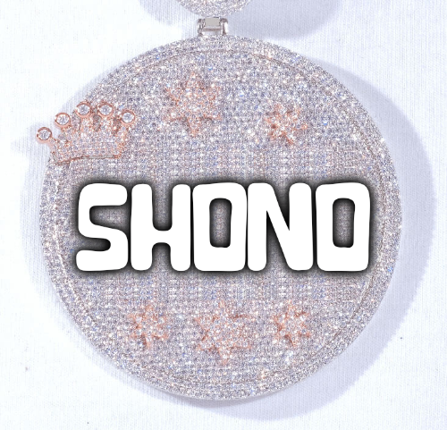 CUSTOM LETTER NECKLACE 3D BIG CROWN DISC