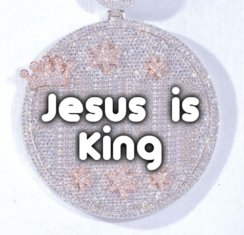 CUSTOM LETTER NECKLACE 3D BIG CROWN DISC