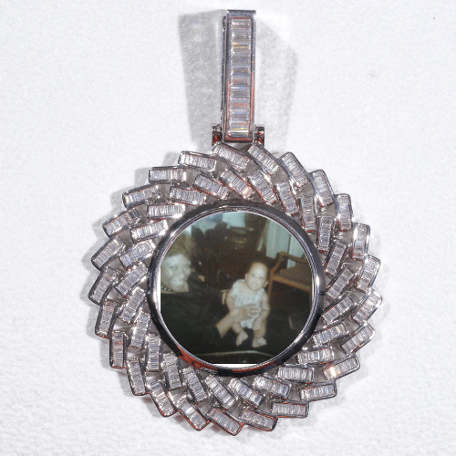 Large 3D Baguette Custom Picture Pendant
