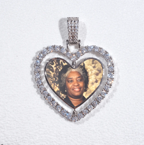 3D Spinning 2-Faced Heart Custom Picture Pendant