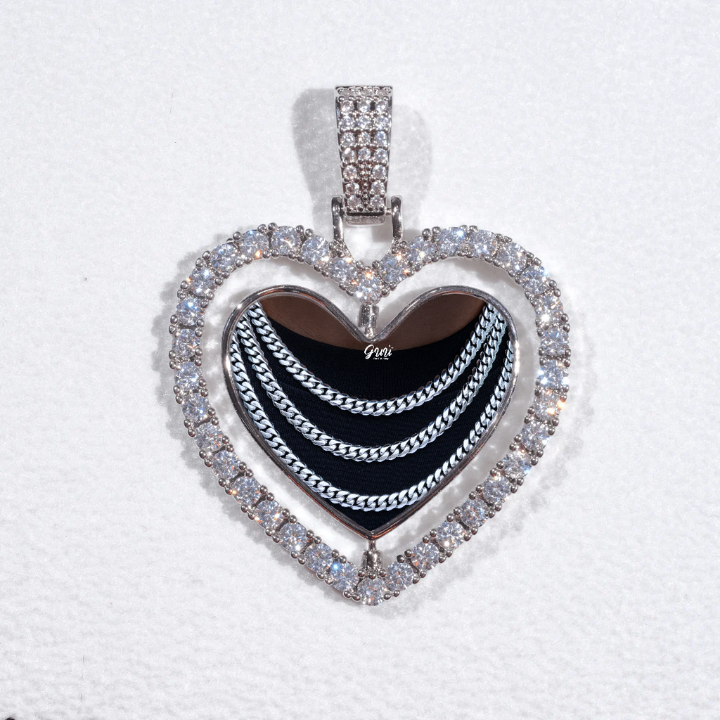3D Spinning 2-Faced Heart Custom Picture Pendant