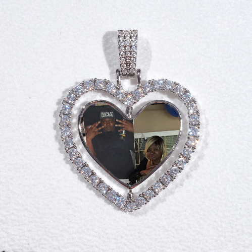 3D Spinning 2-Faced Heart Custom Picture Pendant