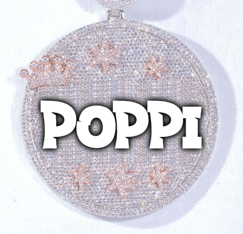 CUSTOM LETTER NECKLACE 3D BIG CROWN DISC