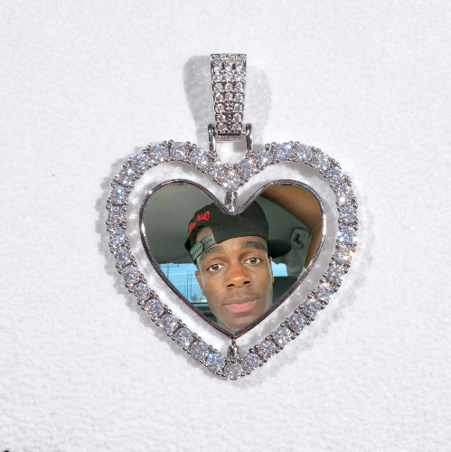 3D Spinning 2-Faced Heart Custom Picture Pendant