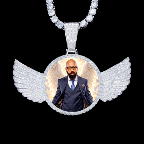 925S & VVS Moissanite 3D Wing Custom Picture Pendant