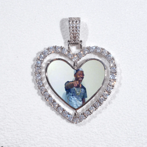 3D Spinning 2-Faced Heart Custom Picture Pendant
