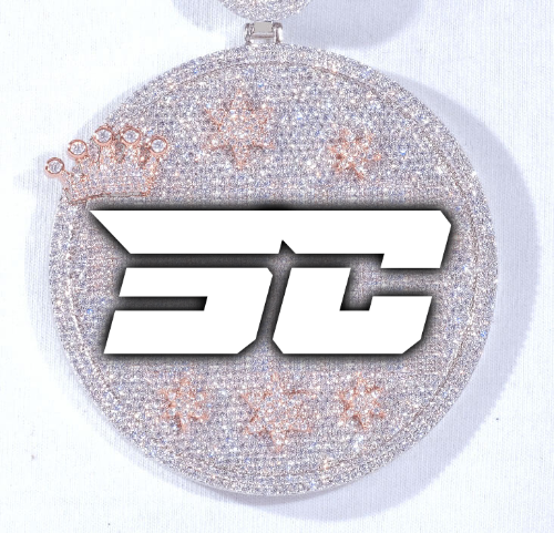 CUSTOM LETTER NECKLACE 3D BIG CROWN DISC