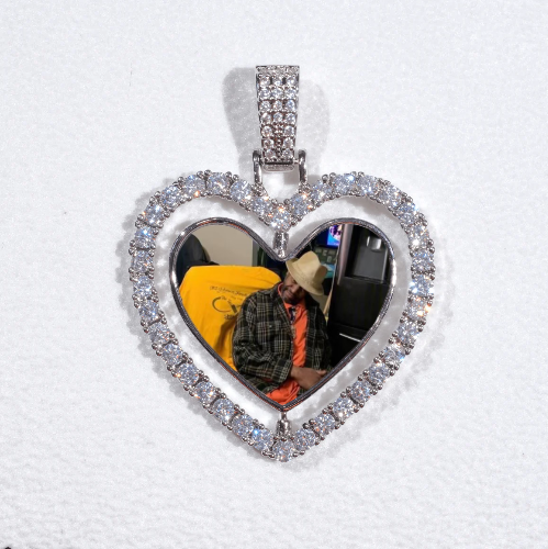 3D Spinning 2-Faced Heart Custom Picture Pendant
