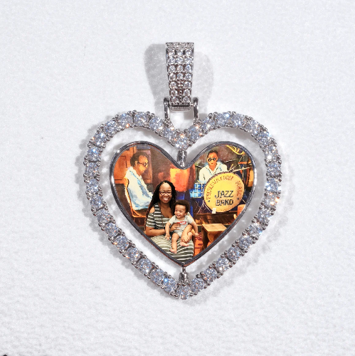 3D Spinning 2-Faced Heart Custom Picture Pendant